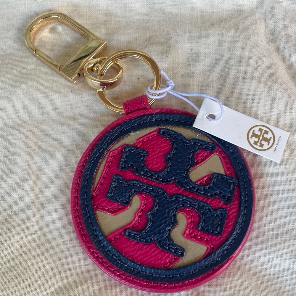 Tory Burch Pink and Blue Logo Keychain - Picture 2 of 4